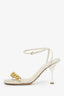 Bottega Veneta White/Gold Chain Detail 'Dot' Heels Size 40