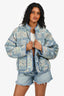 Free People Blue Paisley Printed Quilted Oversized Jacket Size XS