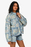 Free People Blue Paisley Printed Quilted Oversized Jacket Size XS