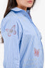 Cinq a Sept Blue Striped Cotton Poplin Embellished Button-Up Shirt Size XS