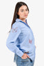 Cinq a Sept Blue Striped Cotton Poplin Embellished Button-Up Shirt Size XS