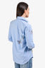 Cinq a Sept Blue Striped Cotton Poplin Embellished Button-Up Shirt Size XS