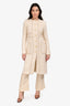 St. John Cream Tweed Gold Chain Trim Coat Size 2