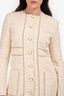 St. John Cream Tweed Gold Chain Trim Coat Size 2