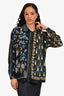Farm Rio Navy Blue/Yellow Multiprinted Button Up Shirt Size M
