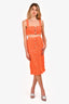Self-Portrait Orange Lace Crop Top + Midi Pencil Skirt Set Size 0