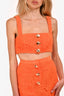Self-Portrait Orange Lace Crop Top + Midi Pencil Skirt Set Size 0