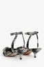 Christian Dior Black/White Plaid Metallic Buckle Pointed Kitten Heels Size 38