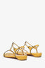 Christian Louboutin Yellow Leather Sylvia Flat T-Strap Sandals Size 37.5