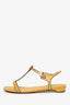 Christian Louboutin Yellow Leather Sylvia Flat T-Strap Sandals Size 37.5
