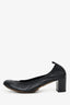 Pre-loved Chanel™ Black Leather Interlocking CC Cap Toe Heels Size 41