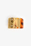 Louis Vuitton Brown Tortoiseshell Resin Gold Toned 'Lock Me' Ring Size L