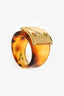 Louis Vuitton Brown Tortoiseshell Resin Gold Toned 'Lock Me' Ring Size L