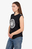 Balmain Black Button Logo Sleeveless T-Shirt Size 36