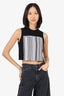 Alexander Wang Black/White Bonded Barcode Print Cropped Tank Top Size XS
