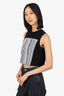Alexander Wang Black/White Bonded Barcode Print Cropped Tank Top Size XS