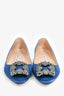 Manolo Blahnik Blue Satin Hangisi Flats Size 37.5