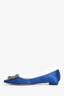 Manolo Blahnik Blue Satin Hangisi Flats Size 37.5