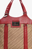 Christian Dior 2005 Vintage Brown Diorissimo Canvas/Red Leather Trim Tote Bag