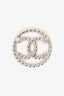 Pre-Loved Chanel™ Silver Tone Bead CC Logo Round Pin Brooch