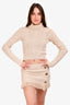 Asta Resort Cream Knit Turtleneck + Fringe Mini Skirt 'Angelina' Set Size XS