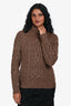 Asta Resort Brown Sequin Wool Blend Turtleneck 'Elsa' Sweater Size S