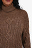 Asta Resort Brown Sequin Wool Blend Turtleneck 'Elsa' Sweater Size S