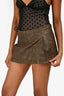 With Jean Brown Vegan Leather Micro Skirt Size XS