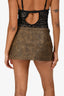 With Jean Brown Vegan Leather Micro Skirt Size XS