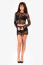 For Love & Lemons Black Lace Long Sleeves Top + Mini Lace Skirt Set Size XS