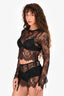 For Love & Lemons Black Lace Long Sleeves Top + Mini Lace Skirt Set Size XS