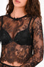 For Love & Lemons Black Lace Long Sleeves Top + Mini Lace Skirt Set Size XS