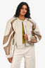Lamarque Cream/Brown Leather Moto Jacket Size XS