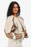 Lamarque Cream/Brown Leather Moto Jacket Size XS