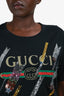 Gucci Black Logo Sequin T-Shirt Estimated Size M
