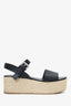 Prada Black Leather platform Espadrilles Size 39.5