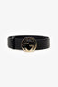 Gucci Black Leather Interlocking G Buckle Belt Size 75/30