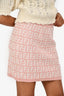 Fendi Pink/White Monogram Knitted Mini Skirts Size 12A