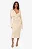 Bottega Veneta Pre-Spring 2020 Cream Crisscross Detailed Long Sleeve Midi Dress Size 38