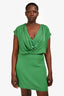 Diane Von Fustenberg Green Silk Draped Mini Dress Size 10