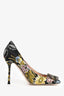 Gucci Black Floral Crystal 'Dionysus' Embellished Square Toe Heels Size 36