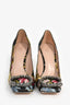 Gucci Black Floral Crystal 'Dionysus' Embellished Square Toe Heels Size 36