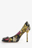 Gucci Black Floral Crystal 'Dionysus' Embellished Square Toe Heels Size 36
