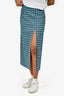 Balenciaga 2019 Blue/Green Wool Checked Midi Skirt Size 38