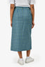 Balenciaga 2019 Blue/Green Wool Checked Midi Skirt Size 38