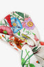 Gucci White/Multicolor Silk Flora Fauna Print Red Logo Headband