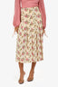 Gucci 2017 Cream Silk Floral Printed Pleated Midi Skirt Size 38