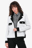 Pre-Loved Chanel™ SS14 White/Black Laser Cut Belted Blazer Size 38