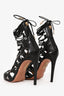 Aquazzura Black Leather 'Amazon' 105 Heels Size 36.5