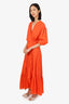 Maje Orange Glittery Wrap Ruffled Maxi Dress Size 42